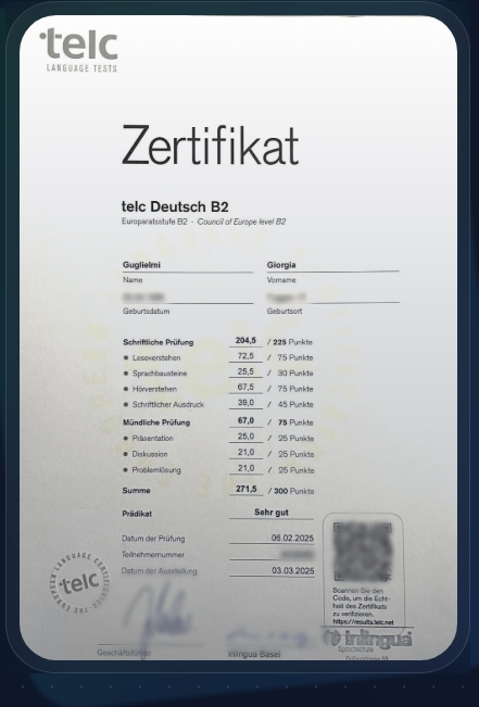 telc Deutsch B2 Zertifikat